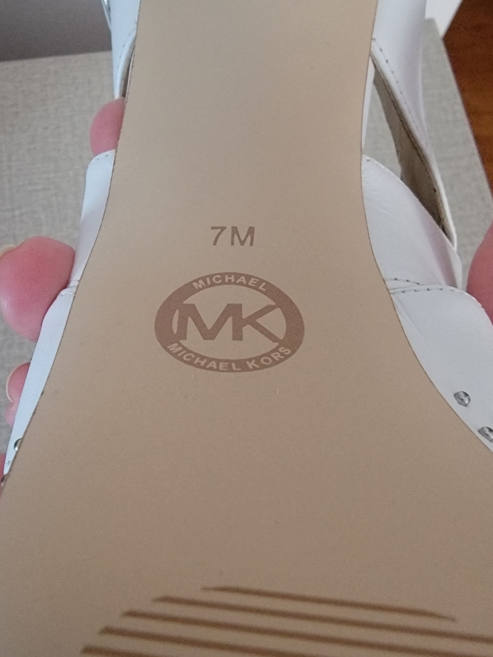 Michael Kors Mila Optic White Leather Studded Chunky Platform Sandals - 7M Box - Picture 8 of 10